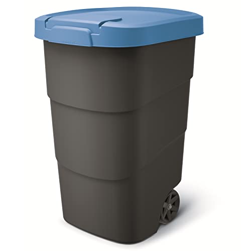 Prosperplast Wheeler 95L Müllbehälter mit Rädern und Deckel Mülltonne Müllgroßbehälter Großmülltonne Universaltonne Kunststoff (Blau) von Prosperplast