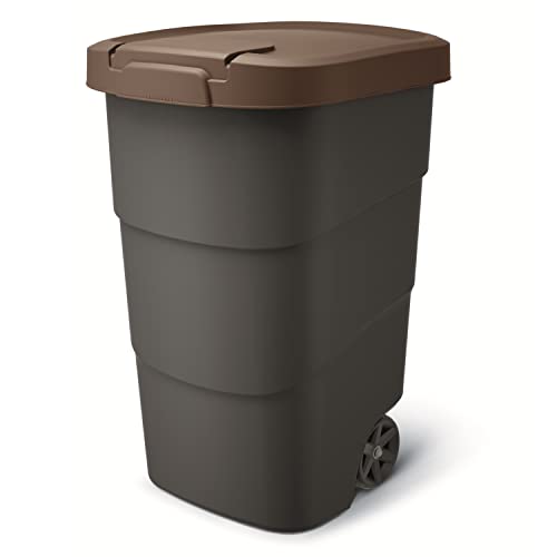 Prosperplast Wheeler 95L Müllbehälter mit Rädern und Deckel Mülltonne Müllgroßbehälter Großmülltonne Universaltonne Kunststoff (Braun) von Prosperplast