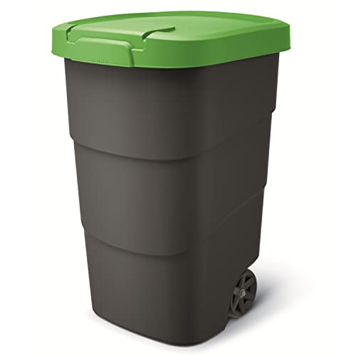 Prosperplast Wheeler 95L Müllbehälter mit Rädern und Deckel Mülltonne Müllgroßbehälter Großmülltonne Universaltonne Kunststoff (Grün) von Prosperplast