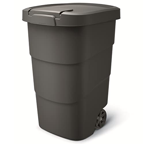 Prosperplast Wheeler 95L Müllbehälter mit Rädern und Deckel Mülltonne Müllgroßbehälter Großmülltonne Universaltonne Kunststoff (Schwarz) von Prosperplast