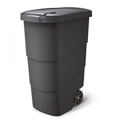 Prosperplast Wheeler Müllbehälter mit Rädern und Deckel Mülltonne Müllgroßbehälter Großmülltonne Universaltonne Kunststoff Anthrazit (110L) von Prosperplast
