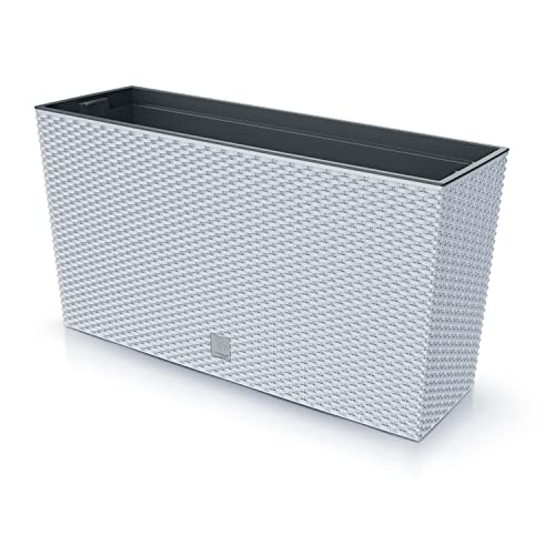 Rato Case Middle Pflanzkübel mit Innentopf Pflanztrog Blumentrog für Innen- und Außenbereich Rechteckig Kunststoff 770x235x406mm Weiß von Prosperplast