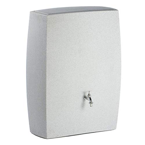 Regentonne eckig Regenwassertank Noblesse 275 Liter Granit grau aus UV- und witterungsbeständigem Material. Regenfass BZW Regenwassertonne mit kindersicherem Deckel von Prosperplast