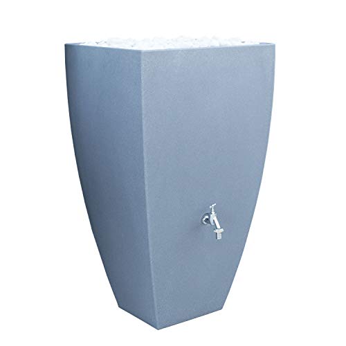 Regentonne grau Regenwassertank Modena 200 Liter aus UV- und witterungsbeständigem Material. Regenfass BZW Regenwassertonne mit im Deckel integriertem Regenwasserfilter für sauberes Wasser von Prosperplast
