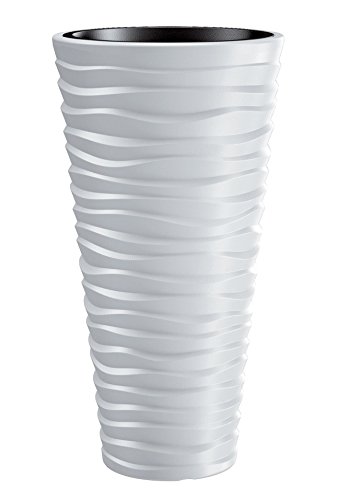 Runder Blumentopf, Hohe – Sand Slim – 34,5 cm – Weiß - von Prosperplast