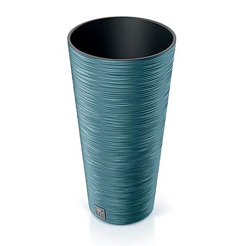 Skandinavisches blaues Pflanzgefäß mit Behälter, Kollektion FURU, 25 x 25 x 48 cm, Fassungsvermögen 7,5 L. von Prosperplast