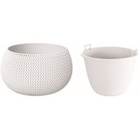 Splofy Bowl runde Pflanzschale aus Kunststoff mit Behälter in weißer Farbe 18 (l) x 18 (b) x 13 (h) cm von Prosperplast