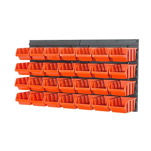 Wandregal Lagerregal Regale inkl. Stapelboxen Gr. 2 orange Werkstatt Set von Prosperplast