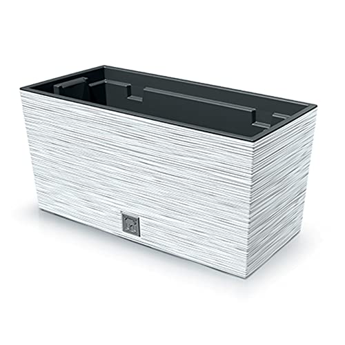 Weißer Blumentopf, mit Behälter, FURU Kollektion, 39,5 x 18,5 x 19,5 cm, Fassungsvermögen 8 L. von Prosperplast
