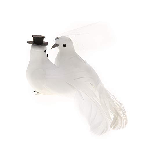 Prosperveil 2 Stück künstliche Vögel auf Clips Tauben Tauben Federn Schaumvögel zum Basteln Gartenvögel Ornamente Simulation Vogel Hochzeit Party Home Dekoration von Prosperveil