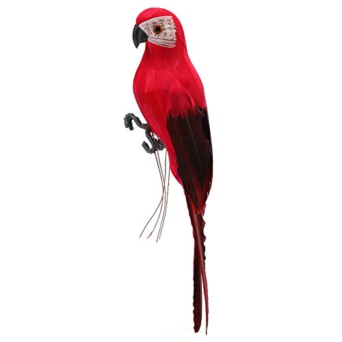 Prosperveil Künstliche Papageienvögel, bunte Federn, Schaumstoff, für Bastelarbeiten, Garten, Dekoration, 28 cm (rot) von Prosperveil