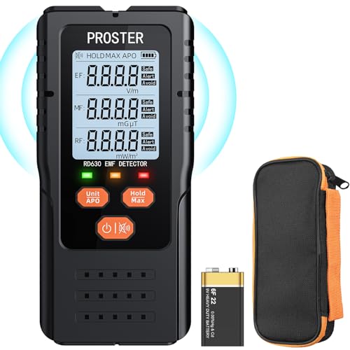 Proster EMF-Messgerät 3 in 1 digitaler Strahlungsdetektor für elektromagnetische Felder EF RF MF, 5G-Mobilfunkmasten WiFi-Signal-Detektor für EMF-Inspektionen zu Hause und im Büro sowie Geisterjagd von Proster