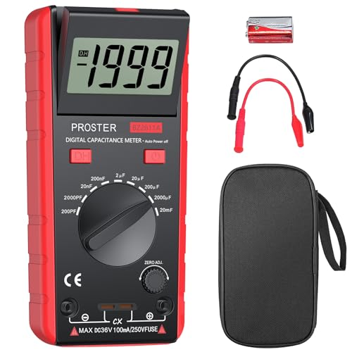 Proster Digitales Kapazitätsmessgerät 200pF-20mF Messgerät Kondensator Handmultimeter Tester für Anfänger mit drehbarer LCD-Anzeige von Proster