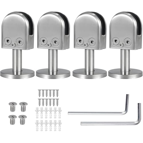 Proster 4 STÜCKE Edelstahl 304 Glasklemme M Größe Unterstützt 8-10 mm Dickes Glas mit 40mm Stützhalterung für Bodenmontage Bodenmontage Treppengeländer Balustradengeländer von Proster