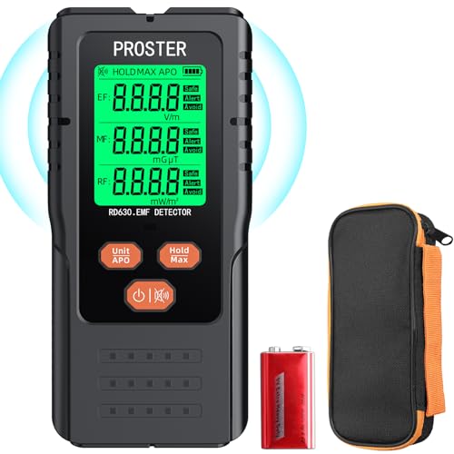 Proster EMF-Messgerät 3 in 1 digitaler Strahlungsdetektor für elektromagnetische Felder EF RF MF, für 5G, Mobilfunkmasten, WiFi und intelligente-Gerät zu Hause und im Büro sowie Geisterjagd von Proster
