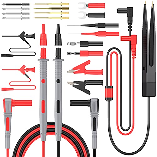 Proster Multi Messleitung Kit 21 in 1 elektrische Multimeter Messleitung mit Krokodilklemmen Testsonde Bananenstecker-Multimeterkabel für Spannungsprüfer von Proster