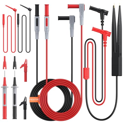 Proster Multimeter Messleitungen Set 9 in 1 Messleitungen mit Krokodilklemmen Messleitungen Testhaken Messleitungspinzette Elektrische Messleitungen für Multimeter Tester von Proster