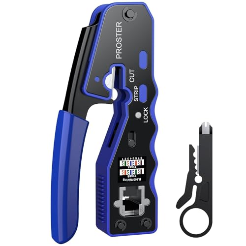 Proster RJ45 Crimpzange mit Abisolierzange RJ45 Crimpzange für RJ45 Cat6 Cat5 Cat5e Durchgang- Verbinder … Proster RJ45 Crimpzange mit Abisolierzange RJ45 Crimpzange für RJ45 Cat6 Cat5 Cat5e Durchgang- Verbinder … von Proster