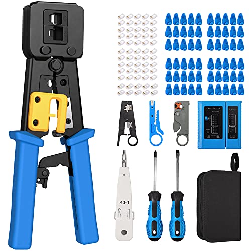 Netzwerk Reparaturwerkzeuge Proster 129 in 1 Professionell N Netzwerk werkzeug set LAN-Kabeltester Netzwerk Crimper Abisolierschneider Kabelanschluss für RJ11/ RJ12/ CAT5/ CAT6/ Cat von Proster