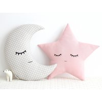 Kinderkissen 2Er-Set, Kinder Und Baby, Mond - Sternkissen, Babyzimmerdekoration, Kissen Mit Gesicht, Kinderkissen, Kawaii-Kinderzimmer von ProstoConcept