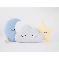 Mond-, Wolken - Und Sternkissen ~ 3Er-Set Kissen Für Kinderzimmerdekoration von ProstoConcept