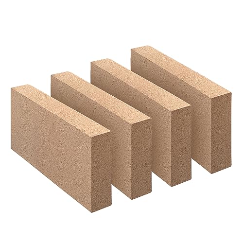 Feuerziegel, Holzofen-Schamottsteine, Größe 22,9 x 10,4 x 5,4 cm, 4er-Pack, isolierende Feuerziegel, Ton-Schamottsteine, Ersatz für Holzöfen, Kamine, Feuerstelle, Ofen, Pizzaofen von Protalwell