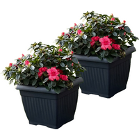 Powertec Garden Pflanztopf "Lucca" - 2er-Set, Anthrazit, je ca. 24 x 24 x 20 cm, Eckig von Protanic