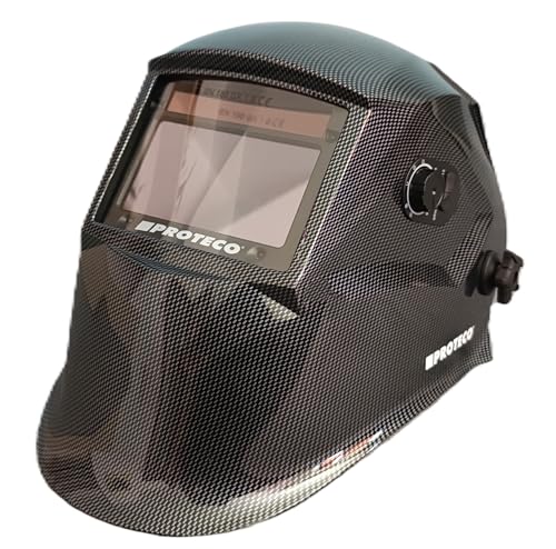 Proteco-Werkzeug® P800E-C Automatik Schweißhelm inkl 10 Ersatzgläser Solar Schweisshelm TOP Optische Klasse 1/1/1/1 Schweissmaske Schweißschild Automatikhelm Carbon von Proteco-Werkzeug