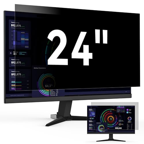 2 Stück Computer Monitor Sichtschutz 24 Zoll Seitenverhältnis 16:9, Anti Blaulicht Blendschutz Displayschutz, Abnehmbarer Blickschutzfolie Sichtschutzfilter Kompatibel mit Lenovo/HP/Dell/Acer/Samsung von Protescreen