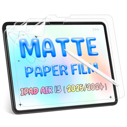 3 Stück Papier Folie Kompatibel mit iPad Air 7/6. Gen 13 Zoll 2025/2024, Matte Papierfolie Schutzfolie Displayschutz Film Blendfreiem Feel Paper PET Screen Protector for Writing Drawing Sketching von Protescreen