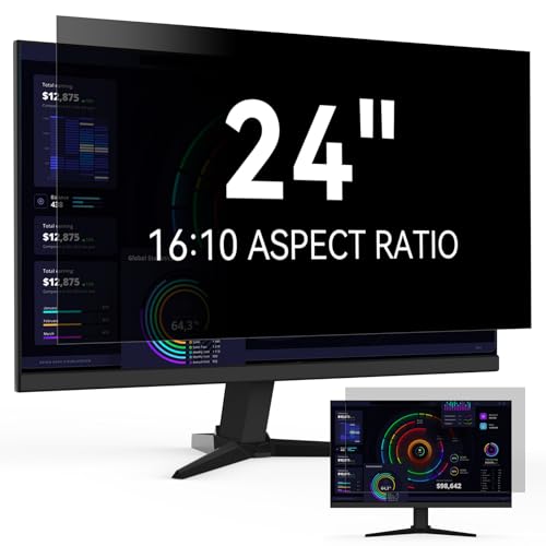 Computer Monitor Sichtschutz 24 Zoll Seitenverhältnis 16:10, Anti Blaulicht Blendschutz Displayschutz, Abnehmbarer Blickschutzfolie Sichtschutzfilter Kompatibel mit Lenovo/HP/Dell/Acer/Samsung/Asus von Protescreen