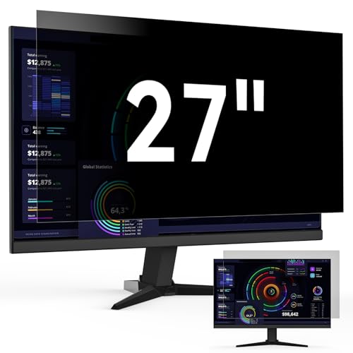 Computer Monitor Sichtschutz 27 Zoll Seitenverhältnis 16:9, Anti Blaulicht Blendschutz Displayschutz, Abnehmbarer Blickschutzfolie Sichtschutzfilter Kompatibel mit Lenovo/HP/Dell/Acer/Samsung/Asus von Protescreen