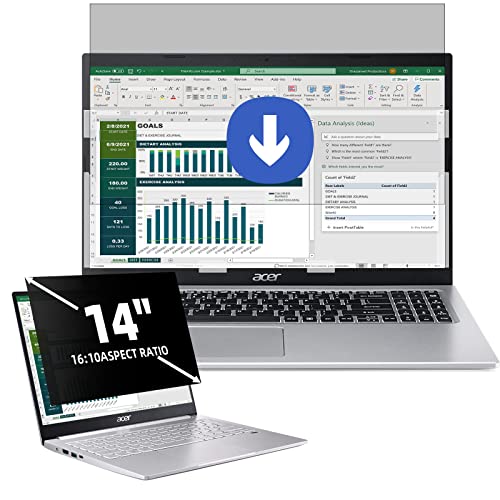 Laptop Sichtschutz 14 Zoll Seitenverhältnis 16:10, Anti Blaulicht Blendschutz Displayschutz, Abnehmbarer Blickschutzfolie Sichtschutzfilter Kompatibel mit Lenovo/HP/Dell/Acer/Samsung/Asus/Toshiba von Protescreen