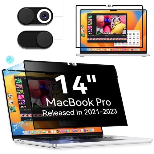 Protescreen MagicSuction Blickschutzfilter Kompatibel Mit MacBook Pro 14 Zoll(2021-2024, M1, M2, M3, M4), 14.2" Abnehmbar Anti Spy Glare Blaulicht Mac Laptop Privacy Blickschutzfolie Sichtschutz von Protescreen