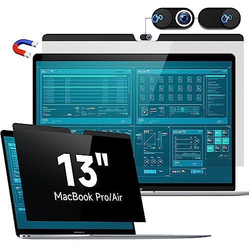 Magnetischer Blickschutzfilter Kompatibel Mit Apple MacBook Air 13 (2018-2021,M1) & MacBook Pro 13 Zoll (2016-2022,M1,M2), 13.3 Zoll Anti Spy Glare Blaulicht Mac Laptop Blickschutzfolie Sichtschutz von Protescreen