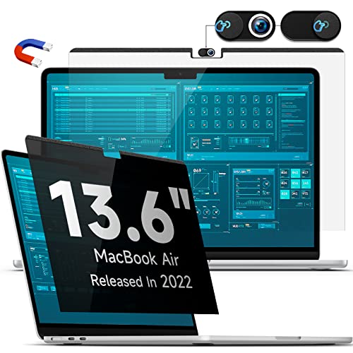 Magnetischer Blickschutzfilter Kompatibel Mit MacBook Air 13.6/13 Zoll (2022-2025, M2, M3, M4), Abnehmbar Anti Glare Blaulicht Laptop Privacy Screen Blickschutzfolie Sichtschutz für Mac Air 13" von Protescreen