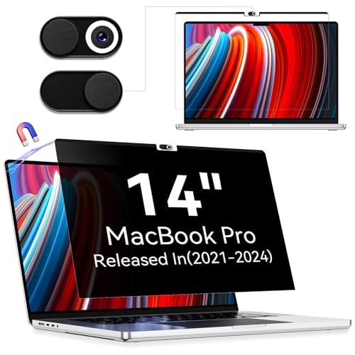Protescreen Magnetischer Blickschutzfilter Kompatibel Mit MacBook Pro 14 Zoll (2021-2024, M1, M2, M3, M4), 14.2" Abnehmbar Anti Spy Glare Blaulicht Mac Laptop Privacy Blickschutzfolie Sichtschutz von Protescreen