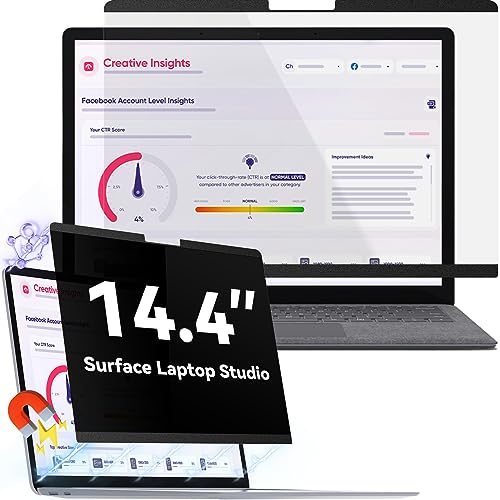 Magnetischer Blickschutzfilter Kompatibel Mit Microsoft Surface Laptop Studio 14.4 Zoll, Abnehmbar Anti Glare Blaulicht Privacy Blickschutzfolie Sichtschutz Black Security Private Screen Protector von Protescreen