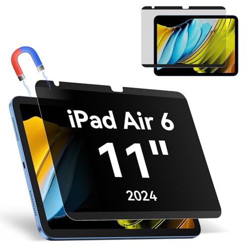 Magnetischer Blickschutzfilter Kompatibel Mit iPad Air 6. Generation 11 Zoll 2024, Abnehmbar Anti Glare Blaulicht Privacy Screen Displayschutz Sichtschutz Bubble-Free Wiederverwendbarer von Protescreen