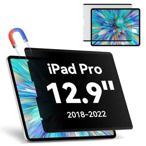 Magnetischer Blickschutzfilter Kompatibel Mit iPad Pro 12.9 Zoll (2022 M2/2021/2020/2018), Abnehmbar Anti Glare Blaulicht Privacy Screen Displayschutz Sichtschutz Bubble-Free Wiederverwendbarer von Protescreen