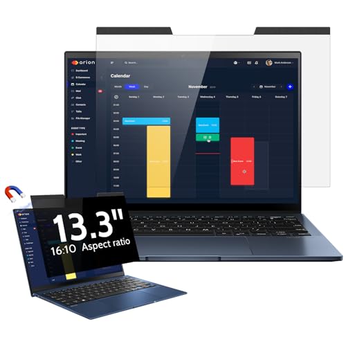 Magnetischer Laptop Sichtschutz für 13.3 Zoll Seitenverhältnis 16:10 Computer Bildschirm, 13 Abnehmbarer Anti Blaulicht Blendschutz Blickschutzfolie Kompatibel mit Lenovo/HP/Dell/Acer/Samsung/Toshiba von Protescreen