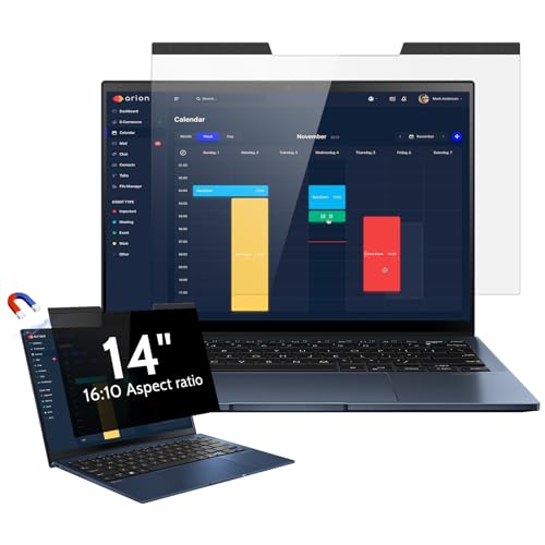 Magnetischer Laptop Sichtschutz für 14 Zoll Seitenverhältnis 16:10 Computer Bildschirm, 14" Abnehmbarer Anti Blaulicht Blendschutz Blickschutzfolie Kompatibel mit Lenovo/HP/Dell/Acer/Samsung/Toshiba von Protescreen