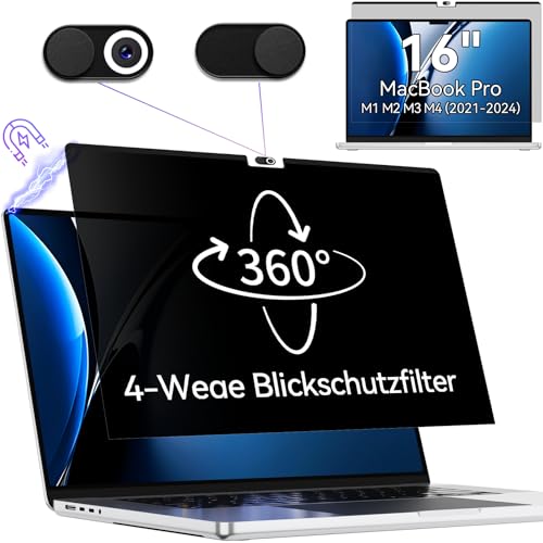 Protescreen 360°Blickschutzfilter Kompatibel mit MacBook Pro 16 Zoll 2021-2024 (M1, M2, M3, M4) von Protescreen