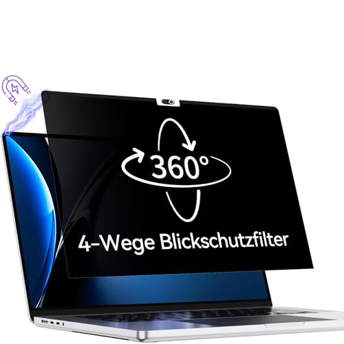 Protescreen 360° magnetischer Sichtschutzfilter für MacBook Air 13 inch M4 2025& MacBook Air 13.6 inch (M2/M3, 2022/2024), Anti Glare Blendschutz Sichtschutzfolie, Mac 4 Wege Blickschutzfilter von Protescreen