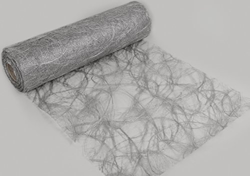 Protinam Tischläufer 5,0 m Silber Geblümt 30 cm breit 5 m von Protinam