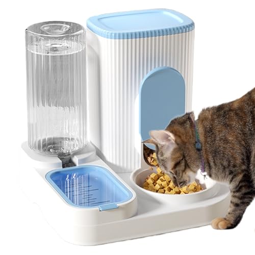 Protoence Automatischer Hundefutterautomat,Automatischer Futterautomat Für Katze Hund Wasserspender - Doppelnapf Mit Großem Fassungsvermögen Näpfe Haustierzubehör Fütterstation Für Kleine Mittelgroße von Protoence