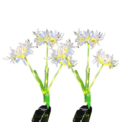 Protoence Blumen Solarleuchten Für Draußen - Solar-Gartenblumen - LED Wasserdichte Gartenstäbe Deko 2 Stück Für Beet Gartenzaun Terrasse Hof Auffahrt Pergola Wege von Protoence