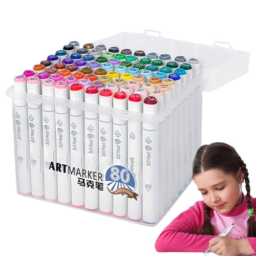 Protoence Farbmarker | 80 Farben Zeichenmarker Für Künstler | Doppelspitze Schnelltrocknend Für Scrapbooking Journaling Schule Zuhause Kindergarten Kunstunterricht Kunstbedarf von Protoence