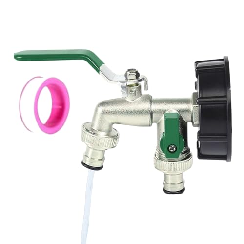 Protoence Gartenschlauch-Zweifach-Splitter,2-Wege Auslauf System Mit Wasserhahn Adapter - Metall-Zinklegierung Außenzapfhahn Für Garten Gewächshaus Auto Waschen von Protoence