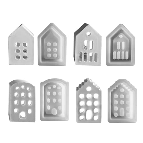 Protoence Haus-Silikonform, Weihnachtshaus-Silikonform - 4X Gips-Zement-Bastelformen-Set | Ative Hausform im europäischen Stil für Gipszement von Protoence